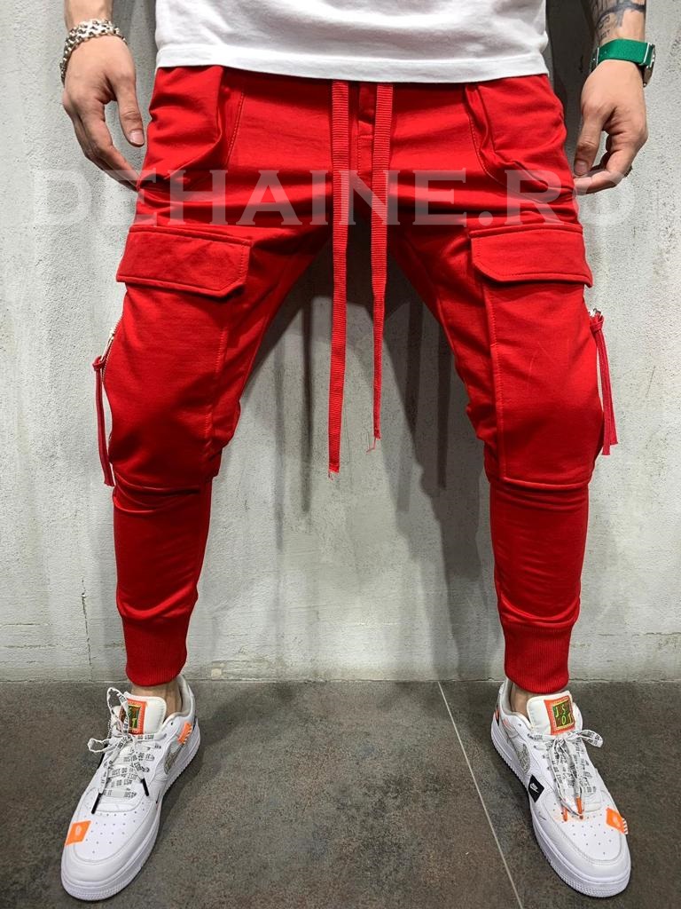 Pantaloni de trening rosii conici a5028 j4-4